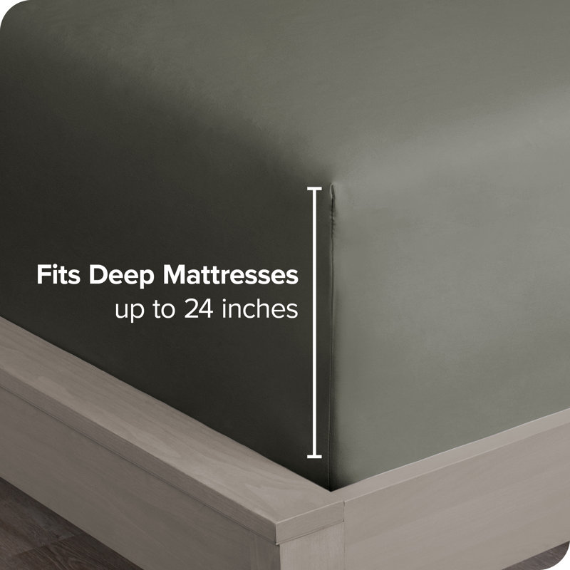Bare Home 24" Extra Deep Pocket Microfiber Fitted Sheet | Wayfair